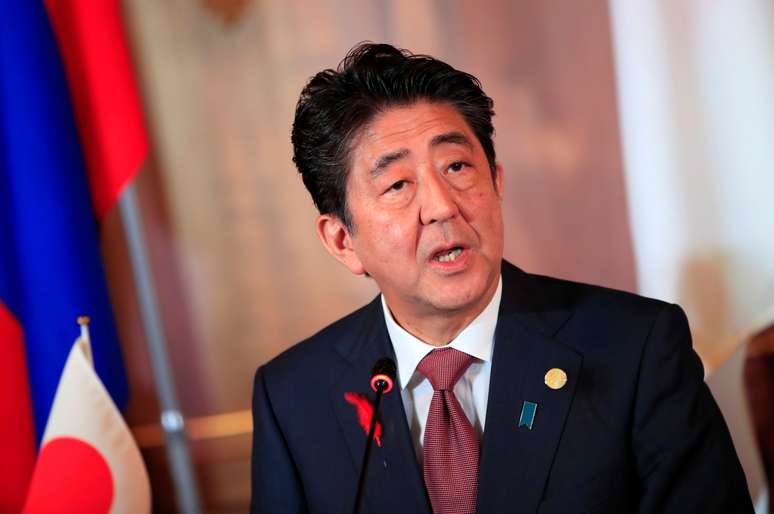 Premiê Shinzo Abe participa de entrevista em Tóquio 9/10/2018. Franck Robichon/Pool via Reuters 