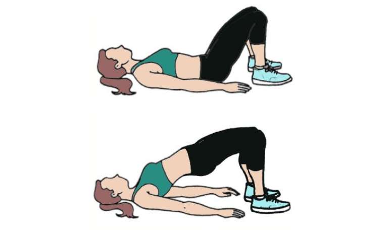 5. ELEVA&Ccedil;&Atilde;O DE QUADRIL - Fa&ccedil;a por 30 segundos. Inspire, deite-se com a barriga para cima, deixe os p&eacute;s no ch&atilde;o, os joelhos dobrados e ele o quadril, soltando o ar quando subir. Solte o ar em cima e apoie a cabe&ccedil;a, para n&atilde;o machucar a cervical. Deixa o abd&ocirc;men bem ativo e ativa tamb&eacute;m a parte posterior e os gl&uacute;teos. Esse exerc&iacute;cio &eacute; &oacute;timo para que voc&ecirc; trabalhe diversos grupos musculares. Agora, troque! 