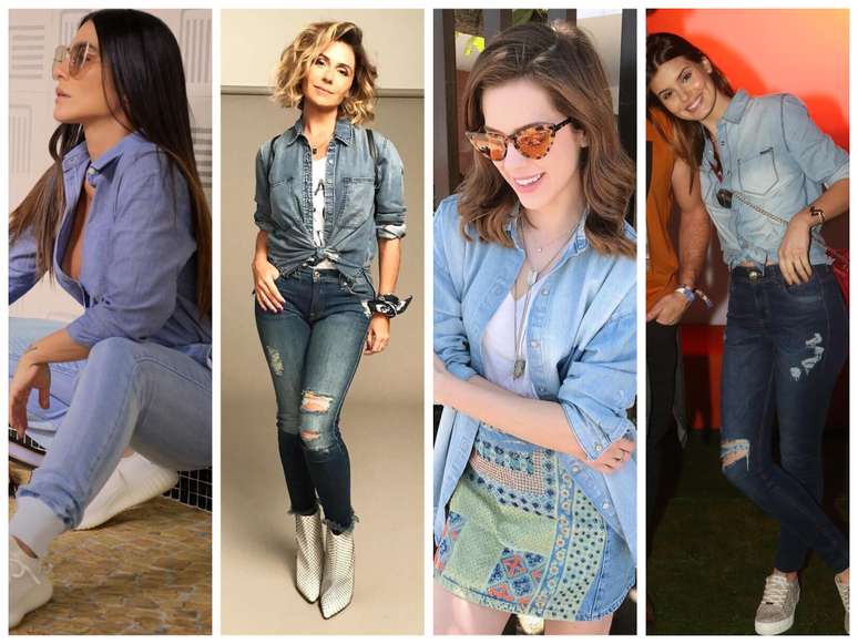 Famosas ensinam a vestir camisa jeans (Fotos: Instagram/Reprodução)