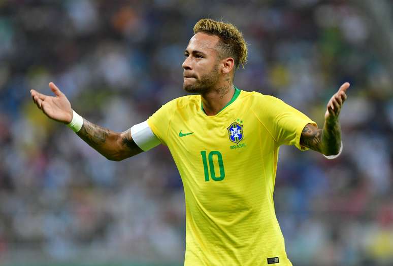 Neymar durante amistoso do Brasil contra a Argentina