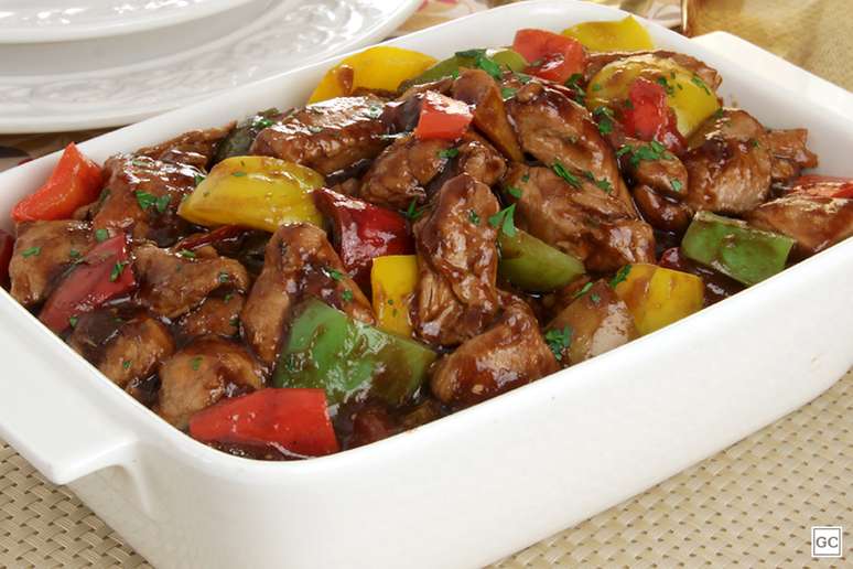 Frango em cubos com pimentão