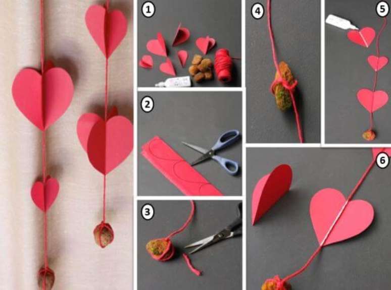 9. Passo a passo ilustrado de como fazer cortina de coração. Foto de Ágata Convites