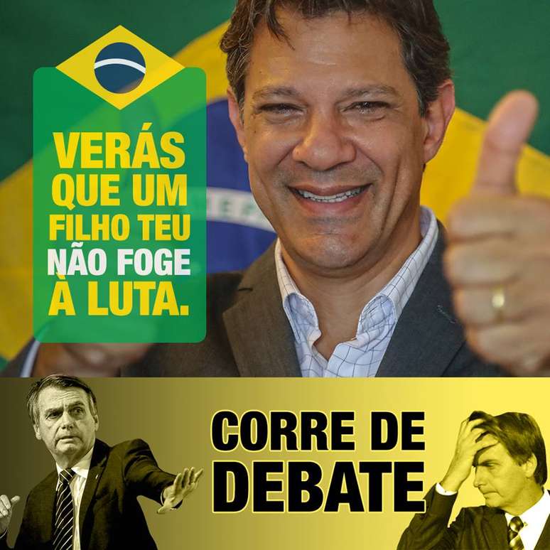 Fuga de Bolsonaro de debates tem sido usada massivamente por militantes petistas para fazer memes para redes sociais