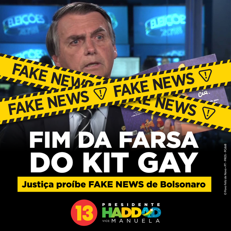 Campanha de Haddad fez meme para tentar desmentir notícias falsas divulgadas por seguidores de Bolsonaro