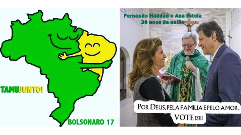 Memes pró-Haddad e Bolsonaro