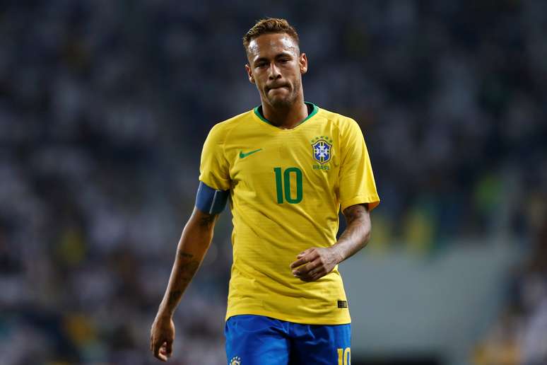 Neymar durante amistoso do Brasil contra a Ar&aacute;bia Saudita em Riad
12/10/2018 REUTERS/Faisal Al Nasser