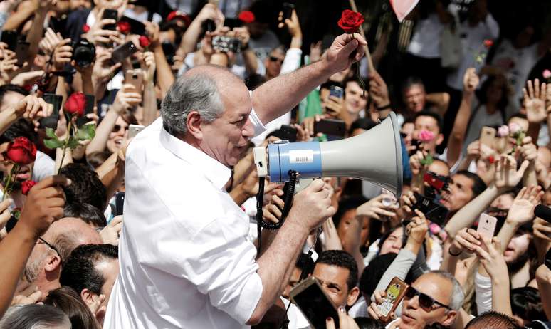 O candidato derrotado do PDT à Presidência, Ciro Gomes, em um ato de sua campanha em São Paulo