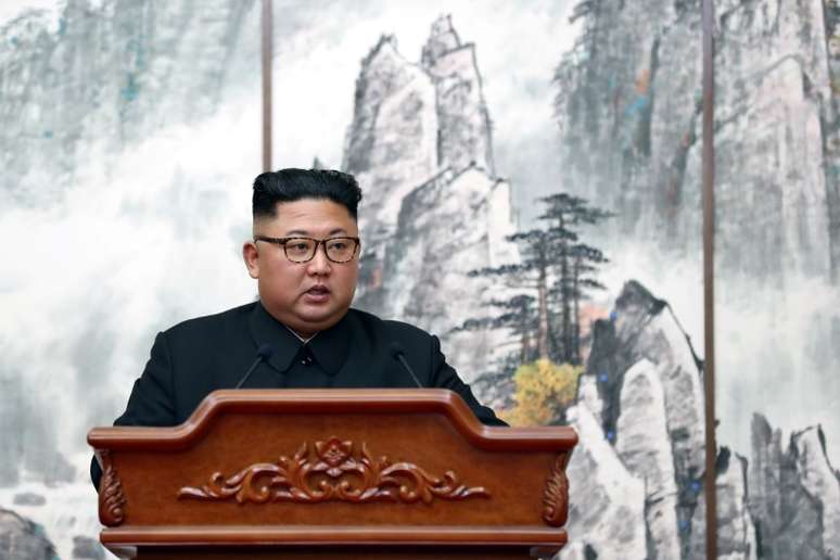 Líder da Coreia do Norte, Kim Jong Un, durante entrevista coletiva em Pyongyang 19/08/2018 
Pyeongyang Press Corps/Pool via Reuters