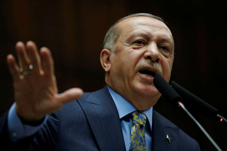Presidente turco, Tayyip Erdogan, durante discurso no Parlamento 23/10/2018 REUTERS/Tumay Berkin