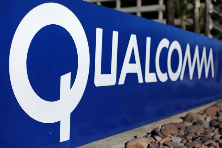 A sign on the Qualcomm campus is seen, as chip maker Broadcom Ltd announced an unsolicited bid to buy peer Qualcomm Inc for $103 billion, in San Diego, California, U.S. November 6, 2017. REUTERS/Mike Blake - RC18ABE24160