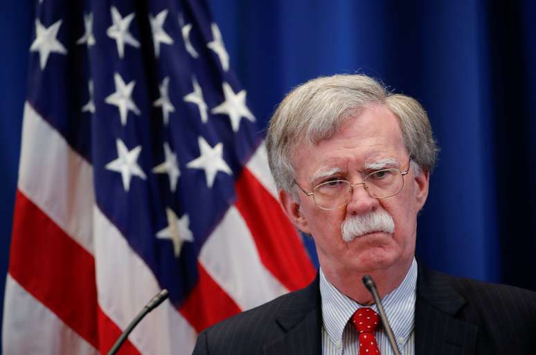 Assessor de segurança nacional dos Estados Unidos, John Bolton, durante coletiva de imprensa em Genebra, na Suíça 
23/08/2018 
REUTERS/Denis Balibouse