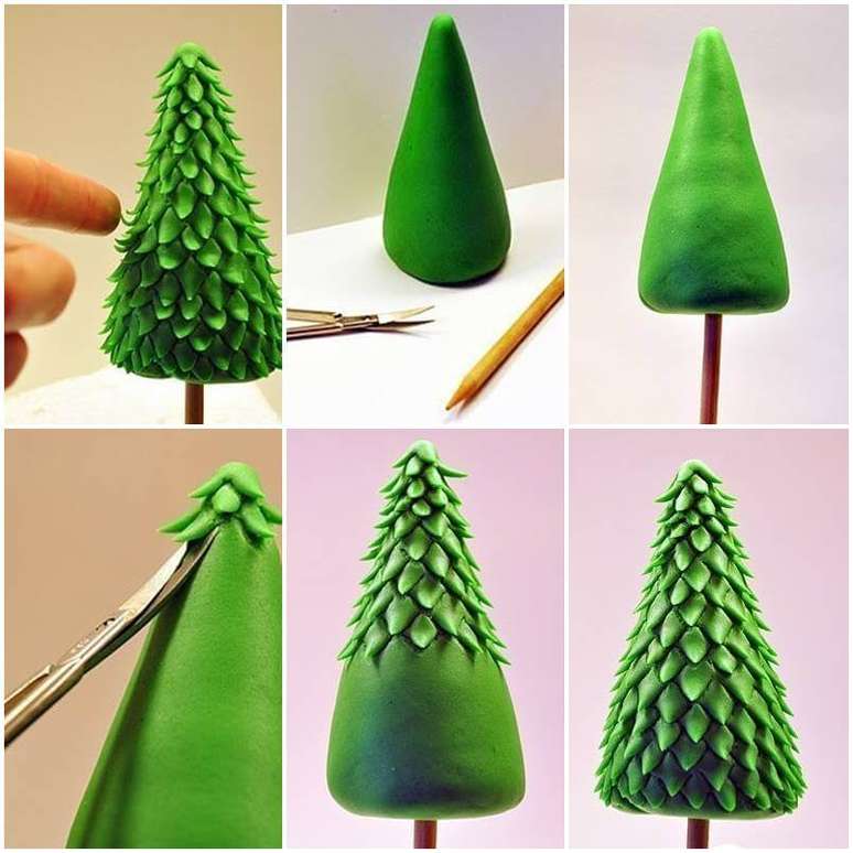 24. Mini árvore de natal artesanal feita com massinha verde. Foto de Lepka