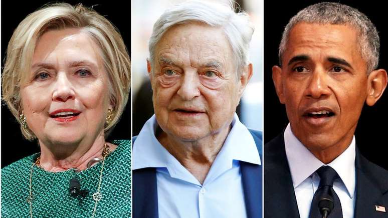 A ex-secretárida de Estado Hillary Clinton, o investidor bilionário George Soros e o ex-presidente Barack Obama foram alvos