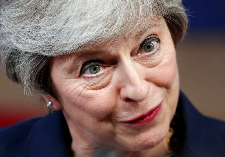 Primeira-ministra britânica, Theresa May, durante encontro com líderes da UE em Bruxelas
17/10/2018 
REUTERS/Francois Lenoir