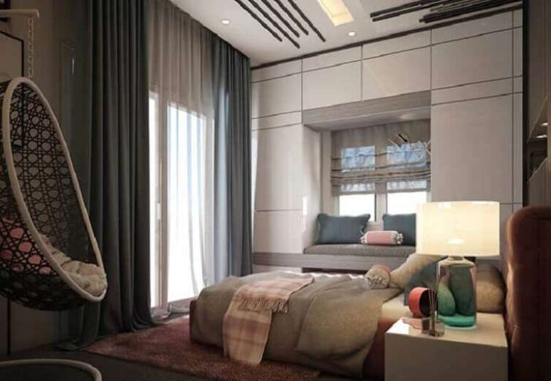 35- As cortinas para quarto devem acompanhar o estilo de decoração do ambiente. Fonte: Pinterest