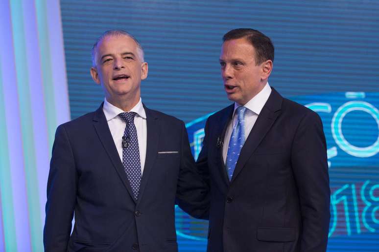 Márcio França e João Doria antes do debate da Globo