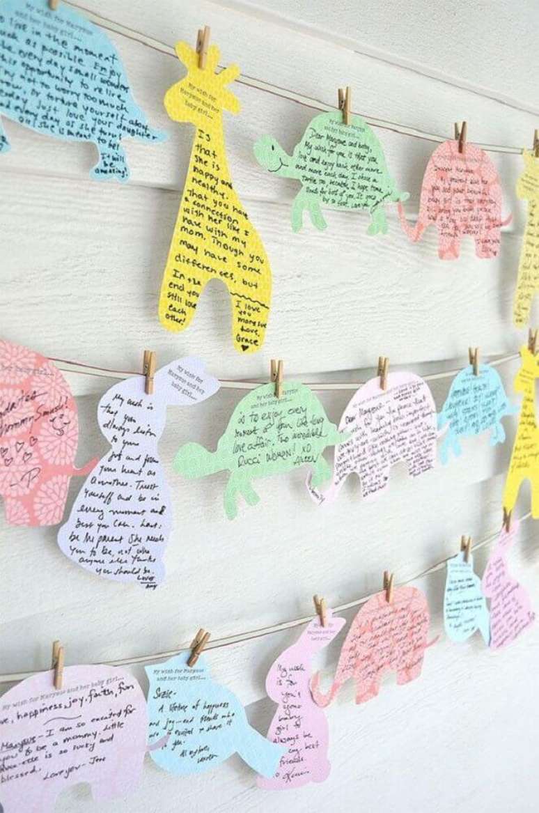 73. Invista em ideias para ch&aacute; de beb&ecirc; que fa&ccedil;am os convidados interagir com o ambiente &ndash; Foto: Baby Shower Ideas