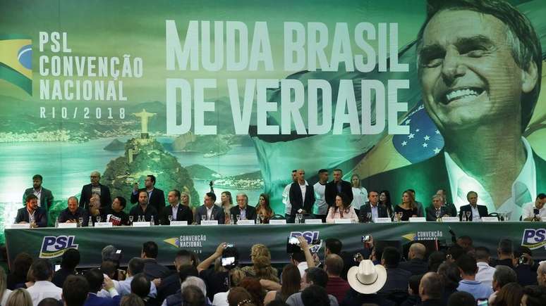 Convenção do PSL que oficializou candidatura de Jair Bolsonaro; o deputado se filiou à sigla em março deste ano