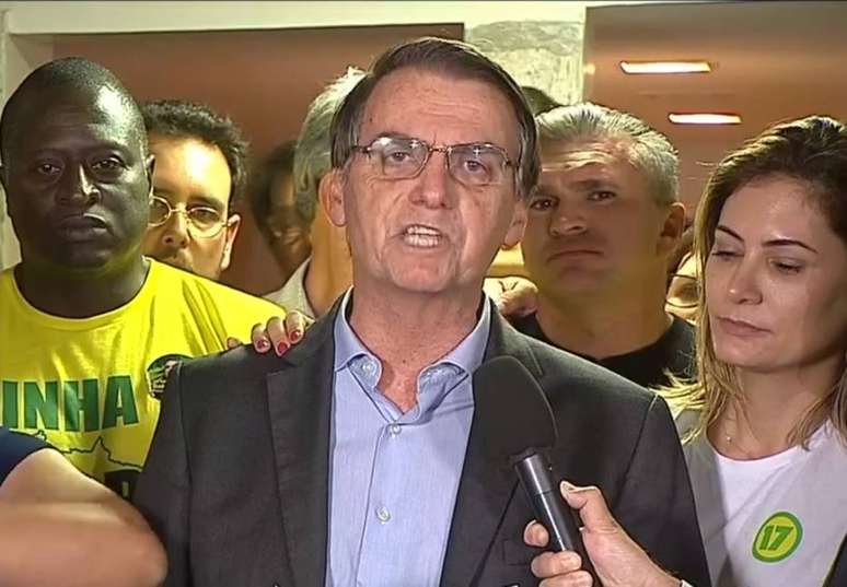 Jair Bolsonaro em seu primeiro discurso como o presidente do País