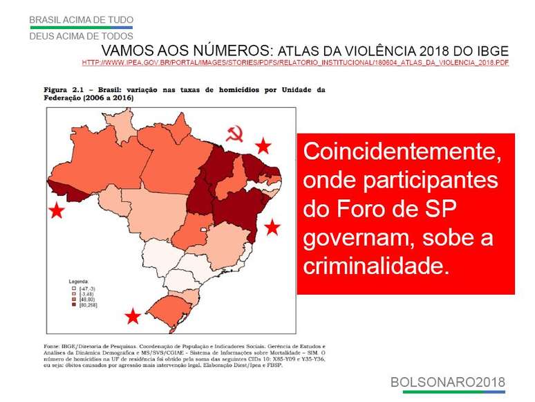 Programa alega que viol&ecirc;ncia cresce mais em Estados governados por partidos de esquerda | Imagem: Reprodu&ccedil;&atilde;o