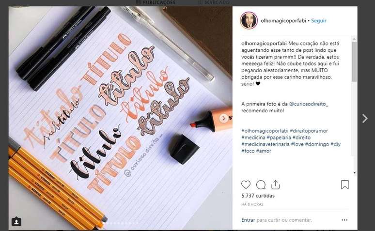 Resumos escolares de diversos assuntos são compartilhados no Instagram em perfis conhecidos como studygrams