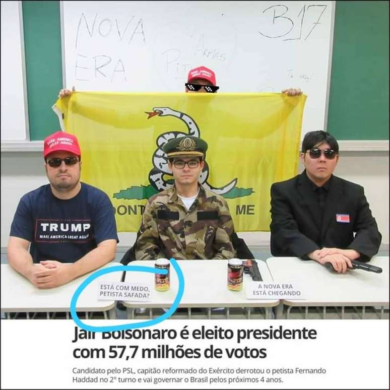 Alunos da FEA-USP publicam foto dentro de sala de aula com frase ofensiva à mulheres e em apoio ao presidente eleito Jair Bolsonaro