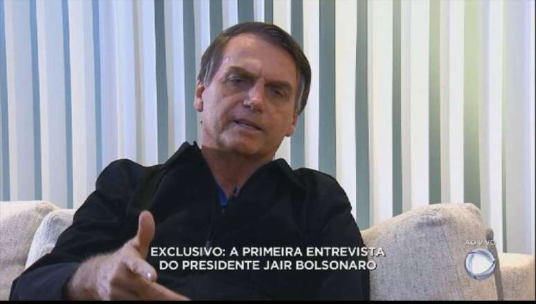O presidente eleito, Jair Bolsonaro, durante entrevista a TV Record