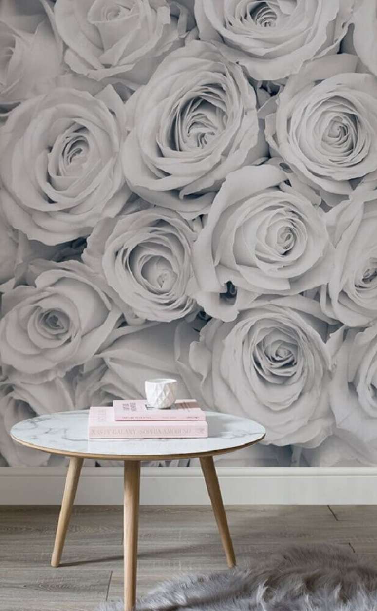 10. Para um ambiente mais moderno prefira modelos de papel de parede floral com cores neutras &ndash; Foto: Pinterest