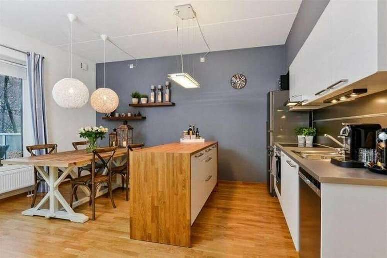 5. Decoração para cozinha integrada com sala de jantar – Foto: Wood Save