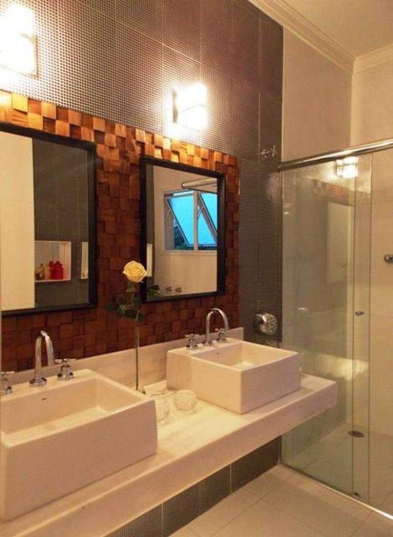 8. Cuba para banheiro com apoio quadradas, ideal para um ambiente moderno e jovial