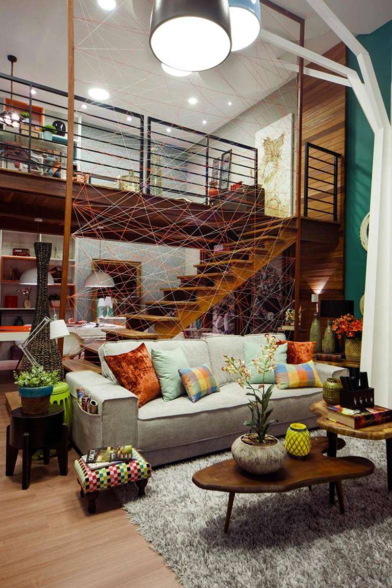 44. Mezanino com um design super moderno e descolado perfeito para um loft