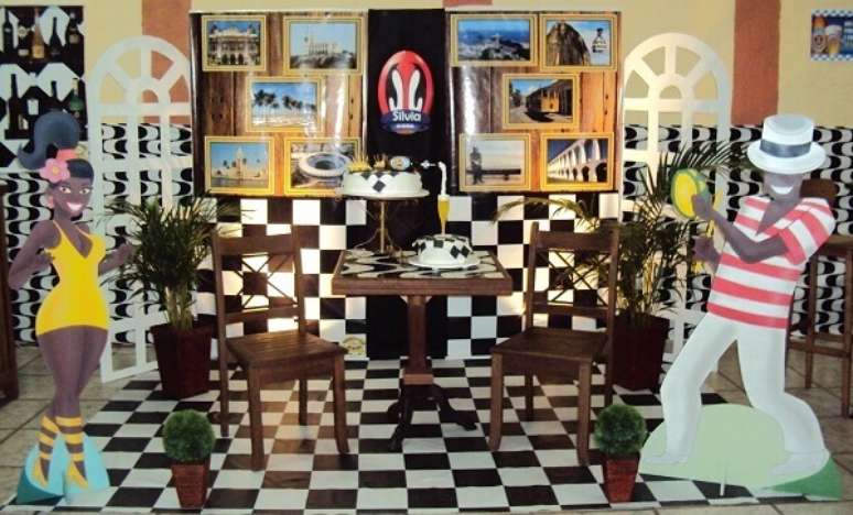 40- O xadrez branco e preto é característico em festa de boteco. Fonte: Festejar a Sua Festa