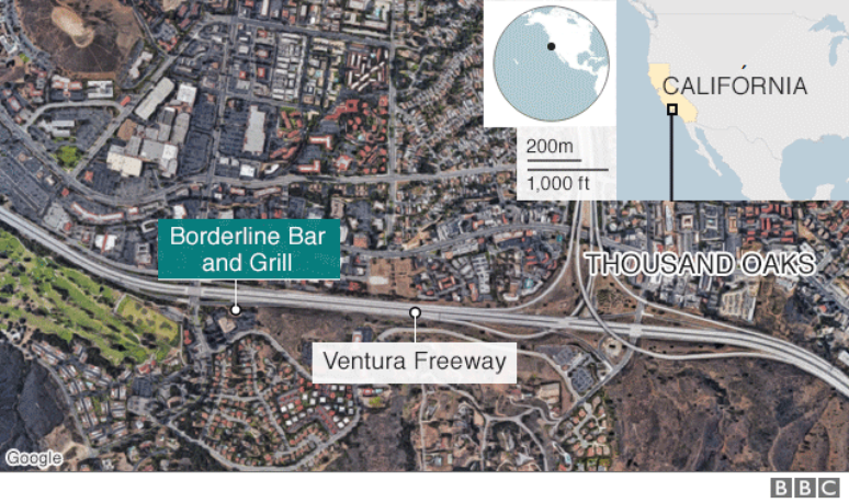 Mapa mostra o bar na Califórnia