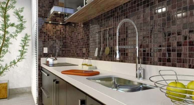 34.&nbsp; As pastilhas para cozinha s&atilde;o ideais para espa&ccedil;os gourmet. Fonte: The Holk