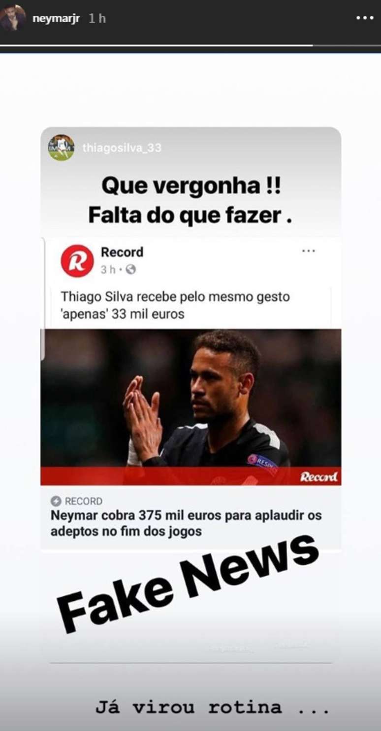 Neymar diz que não é pago para aplaudir torcedores