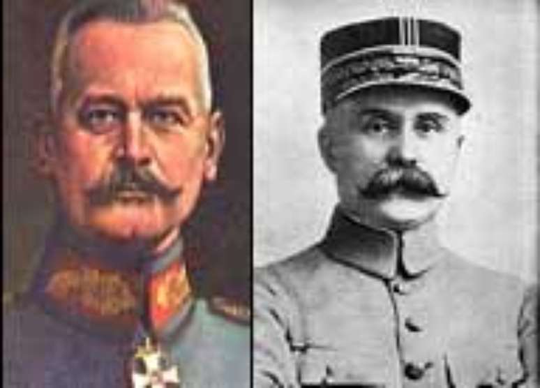 O General Falkenhayn e o general Pétain, o atacante e o defensor 