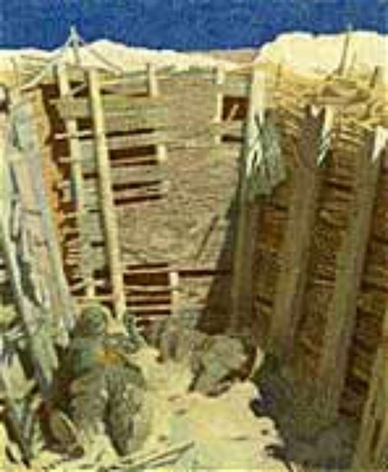 Trincheira: pedaço do inferno escavado pelo homem (tela de William Orpen, 1918) 