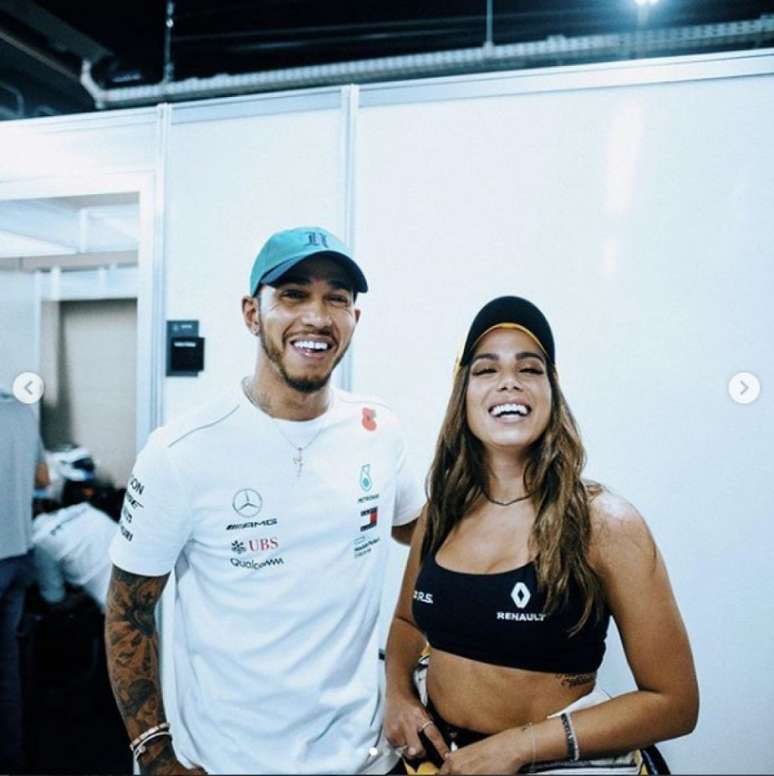 Hamilton agradeceu a torcida de Anitta em Interlagos (Foto: Reprodução/ Instagram)