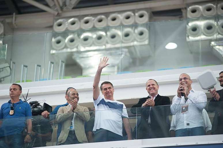 O presidente eleito Jair Bolsonaro (PSL) foi ao evento esportivo Grand Slam de jiu-jitsu, realizado na Arena Carioca 1, neste domingo, 18.