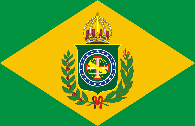 A bandeira imperial, usada de 1822 a 1889, foi inspiração para a atual bandeira nacional