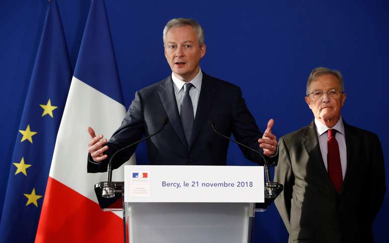 Ministro de Finanças da França, Bruno Le Maire, durante coletiva de imprensa em Paris 21/11/2018 REUTERS/Christian Hartmann