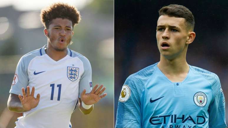 18 anos: Jadon Sancho brilha no Borussia Dortmund, enquanto Foden tem poucas oportunidades no City (Foto: Divulgação)