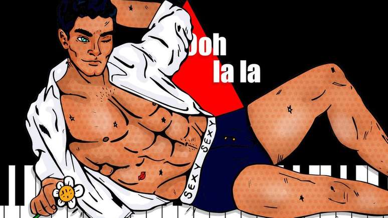 Ilustra&ccedil;&atilde;o mostra homem em roupas &iacute;ntimas