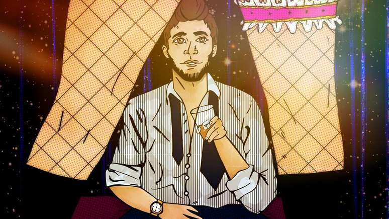 Ilustra&ccedil;&atilde;o mostra homem em clube de striptease