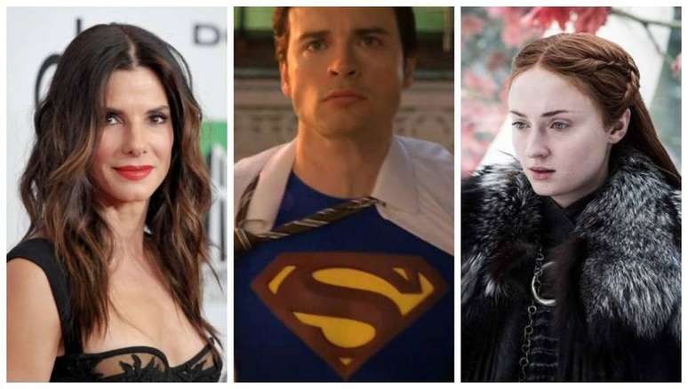 Os atores Sandra Bullock, Tom Welling e Sophie Turner.