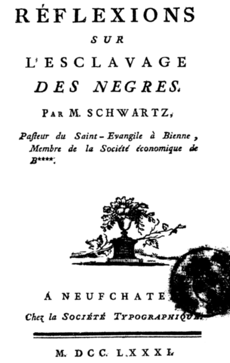 O ensaio famoso de Condorcet contra a escravid&atilde;o ( capa de 1781)