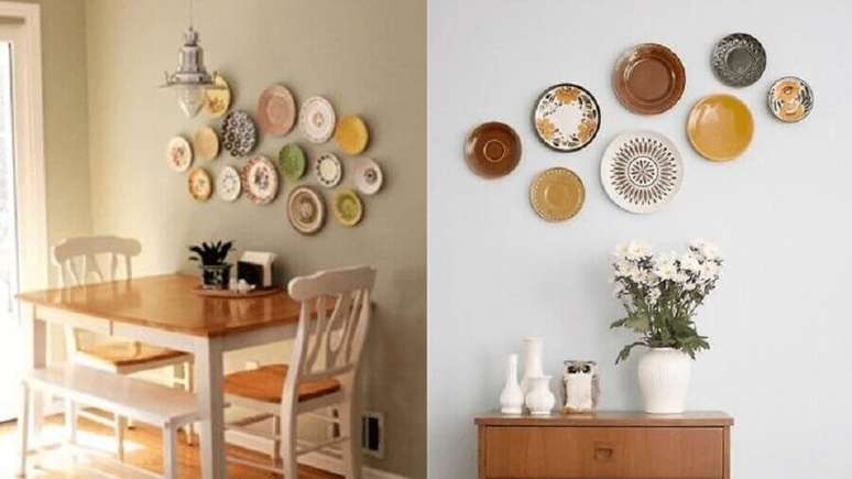 16. Cozinha decorada com pratos na parede