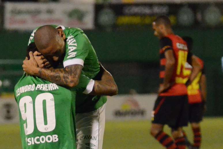 Comemoração dos jogadores da Chapecoense