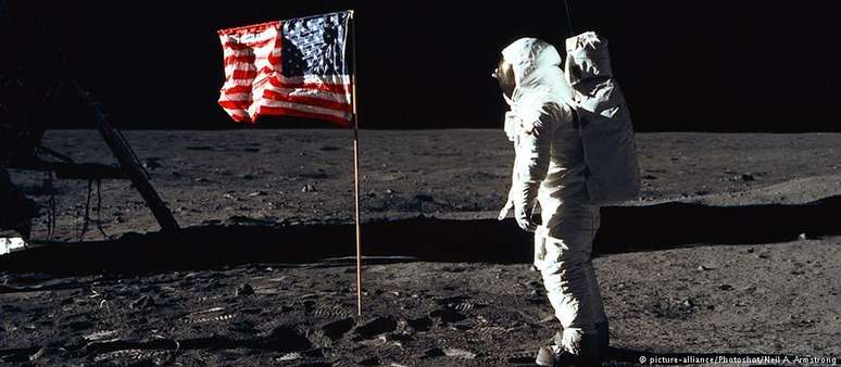 O astronauta americano Buzz Aldrin, o piloto da missão da Nasa que pousou na Lua em 1969