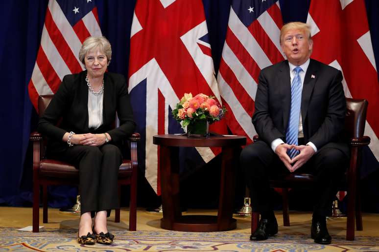 Presidente dos EUA, Donald Trump, e primeira-ministra brit&acirc;nica, Theresa May
26/09/2018
REUTERS/Carlos Barria
